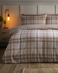 CL Brushed Hamish Check Duvet Set Natural - Catherine Lansfield - Size: SINGLE - thumbnail 1