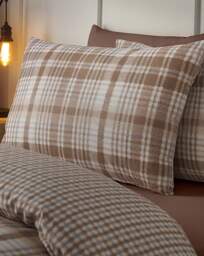 CL Brushed Hamish Check Duvet Set Natural - Catherine Lansfield - Size: SINGLE - thumbnail 4