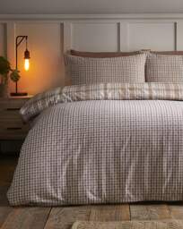 CL Brushed Hamish Check Duvet Set Natural - Catherine Lansfield - Size: SINGLE - thumbnail 2