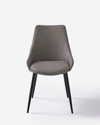 Oslo Table with 6 Etta Fabric Chairs Walnut/Grey - thumbnail 5