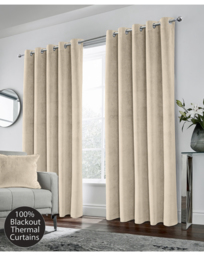 Hampton Velvet Curtain Cream - Enhanced Living - Size: 117 x 183cm