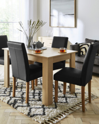 Dakota Table with 4 Ava Leather Chairs Grey/White