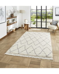Think Rugs Boho Fringe Rug Cream/Grey - Think Rugs - Size: 80X150 - thumbnail 1