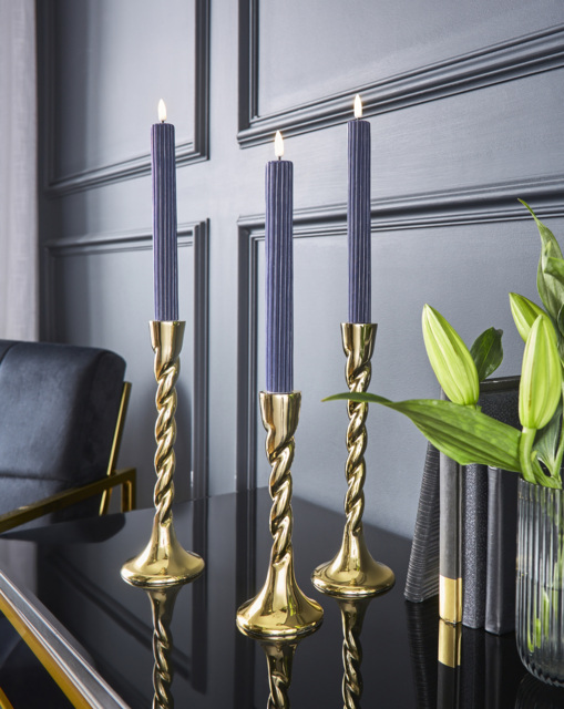 Joanna Hope Set of 3 Ribbed LED Candles Black - Joanna Hope - image 1