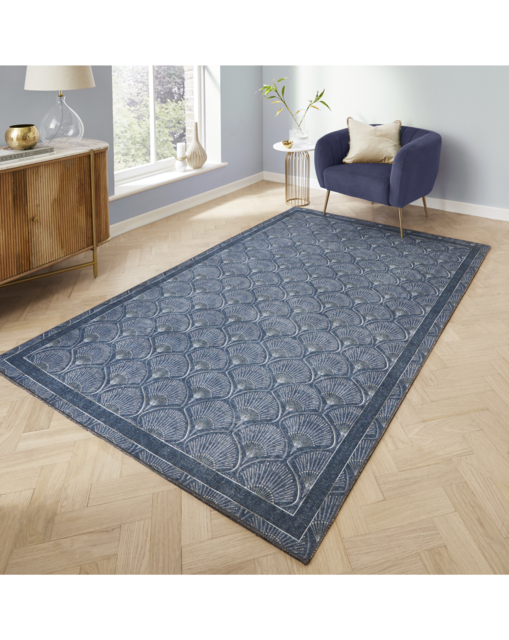 Catherine Lansfield Peacock Washable Rug Blue - Catherine Lansfield - Size: 76x150 - image 1