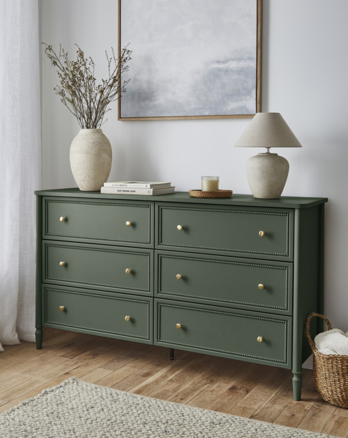 Darcy Bobbin Trim Large Chest of Drawers Green - image 1