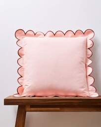 Julipa Georgia Scalloped Cotton Cushion Pink - Julipa - Size: 45X45 - thumbnail 1