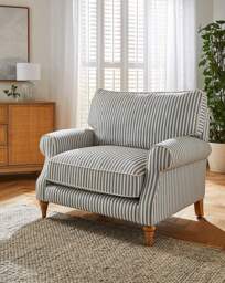 Naomi Stripe Armchair Blue - JD Williams