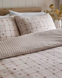 D & D Cottage Check Duvet Cover Set Natural - Dreams & Drapes - Size: KING - thumbnail 3