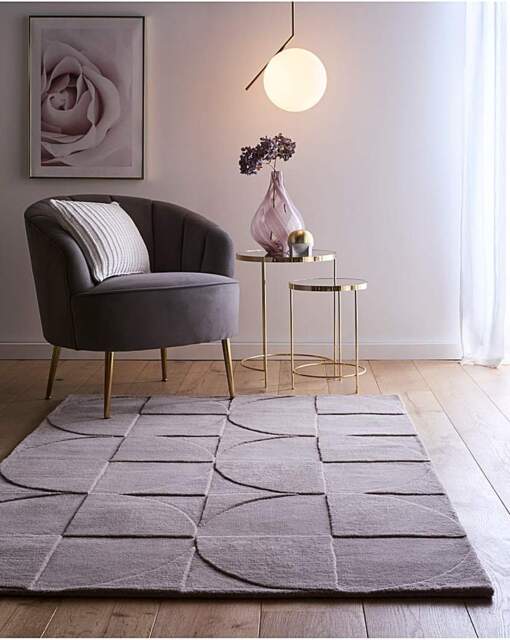 Penny Carved Circles Woollen Rug Mauve - Origins - Size: 120X170 - image 1