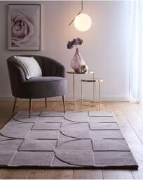 Penny Carved Circles Woollen Rug Mauve - Origins - Size: 120X170 - thumbnail 1