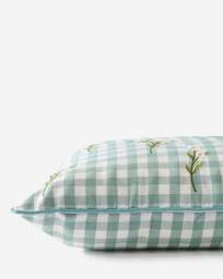 Julipa Daisy Floral Check Cushion Green - Julipa - Size: 45X45 - thumbnail 2