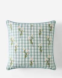 Julipa Daisy Floral Check Cushion Green - Julipa - Size: 45X45 - thumbnail 3