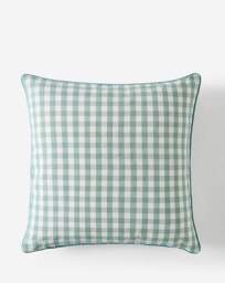 Julipa Daisy Floral Check Cushion Green - Julipa - Size: 45X45 - thumbnail 4