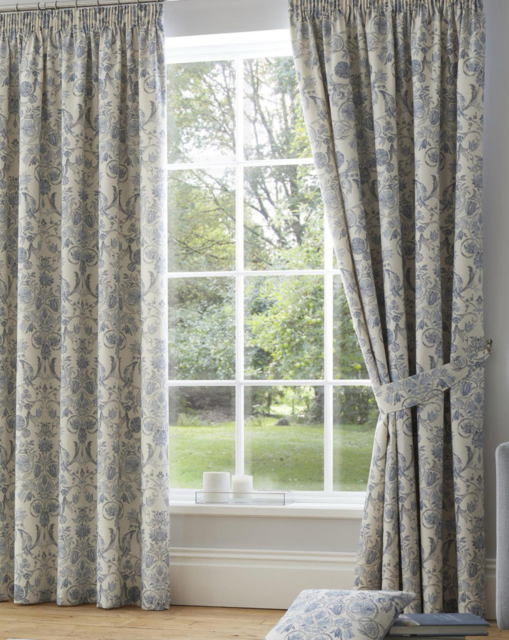 D&D Averie Pencil Pleat Curtains Blue - Dreams & Drapes - Size: 168 x 183cm - image 1