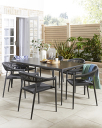 Sicily Premium Sintered Stone Dining Set Charcoal - JD Williams