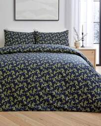 Christmas Mistletoe Duvet Cover Set Navy/Green - JD Williams - Size: S KING - thumbnail 5