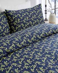 Christmas Mistletoe Duvet Cover Set Navy/Green - JD Williams - Size: S KING - thumbnail 3