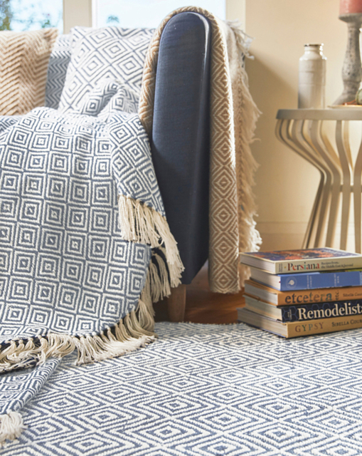 Woven Diamond Indoor/Outdoor Rug Denim Blue - My Mat - Size: 80X150 - image 1