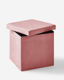 Velvet Foldable Storage Ottoman Cube Pink - JD Williams - thumbnail 2