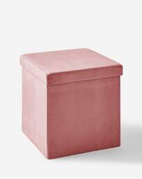 Velvet Foldable Storage Ottoman Cube Pink - JD Williams - thumbnail 4