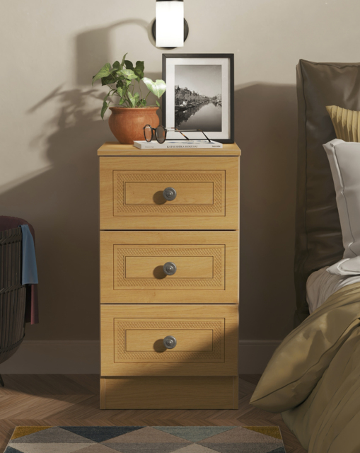 Richmond 3 Drawer Bedside Table Warm OAK - Welcome - image 1