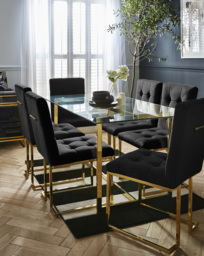 Joanna Hope Fallon 6 Seater Dining Set Black Gold - Joanna Hope - thumbnail 1