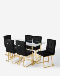 Joanna Hope Fallon 6 Seater Dining Set Black Gold - Joanna Hope - thumbnail 4