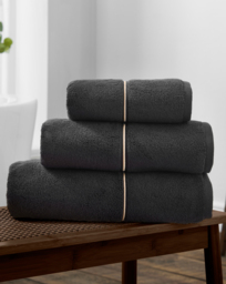 Bianca Zero Twist Satin Stitch Towel Black - Bianca - Size: Bath Towel - thumbnail 1