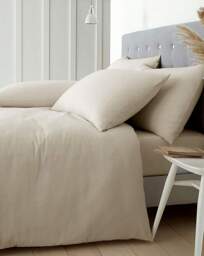 Catherine Lansfield Cotton Duvet Set Cream - Catherine Lansfield - Size: DOUBLE - thumbnail 1