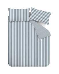 CL Brushed Stripe Duvet Cover Set BLU Blue - Catherine Lansfield - Size: KING - thumbnail 5
