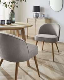 Emilie Fabric Pair of Dining Chairs Grey - JD Williams