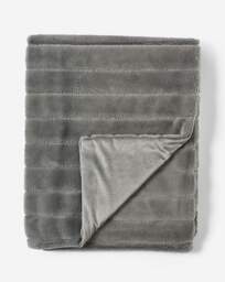 Large Ribbed Faux Fur Throw Grey - JD Williams - Size: 120X150 - thumbnail 2