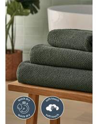 Silentnight Popcorn Pack of 2 Towels Green - Silentnight - Size: 2 HAND - thumbnail 4