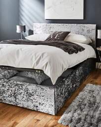 Hayden Crush Velvet Ottoman & Mattress Silver - Size: DOUBLE - thumbnail 2