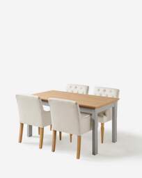 Ashford Dining Table with 4 Mae Chairs Grey/Natural - Julipa - thumbnail 3
