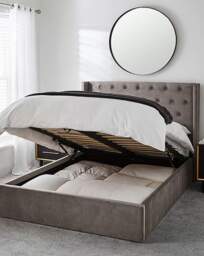 Allegra Velvet Bed & 3 Layer Mattress Pewter - Size: DOUBLE - thumbnail 3