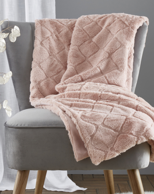 Cosy Diamond Throw Blush - Catherine Lansfield - Size: 130X170 - image 1