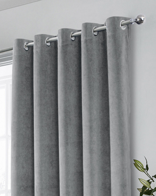 Hampton Velvet Curtain Grey - Enhanced Living - Size: 117 x 137cm - image 1