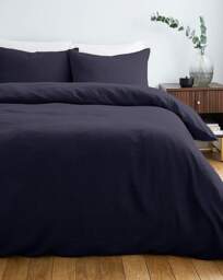 Cotton Crinkle Muslin Duvet Set Midnight - JD Williams - Size: DOUBLE - thumbnail 1
