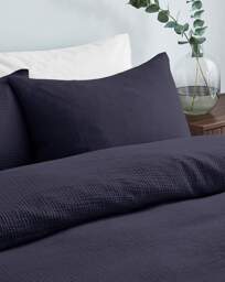 Cotton Crinkle Muslin Duvet Set Midnight - JD Williams - Size: DOUBLE - thumbnail 3