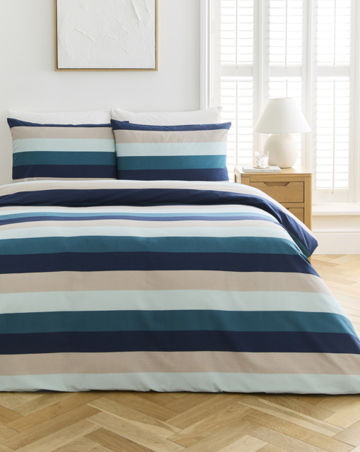 Blake Stripe Duvet Cover Set Blue - Size: S KING - image 1