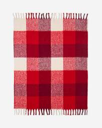 Checked Faux Mohair Throw RED - JD Williams - Size: 120X150 - thumbnail 3