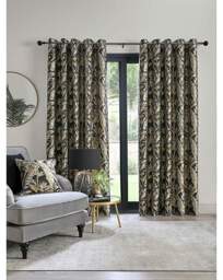 Paradise Palm Jacquard Eyelet Curtain Black Gold - Laurence Llewelyn Bowen - Size: 168 x 183cm - thumbnail 3