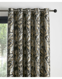 Paradise Palm Jacquard Eyelet Curtain Black Gold - Laurence Llewelyn Bowen - Size: 168 x 183cm