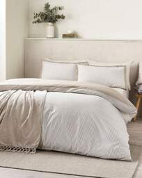 Catherine Lansfield Oxford Duvet Set Natural - Catherine Lansfield - Size: SINGLE - thumbnail 4