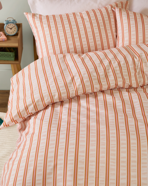 Hettie Striped Duvet Cover Set Orange/Pink - Size: DOUBLE - image 1