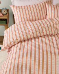 Hettie Striped Duvet Cover Set Orange/Pink - Size: DOUBLE - thumbnail 1
