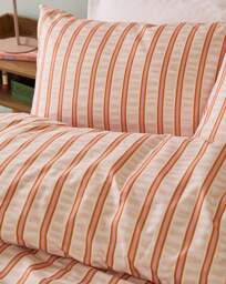 Hettie Striped Duvet Cover Set Orange/Pink - Size: DOUBLE - thumbnail 2