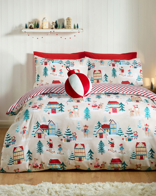 CL Christmas Mouse Town Duvet Set Natural - Catherine Lansfield - Size: DOUBLE - image 1